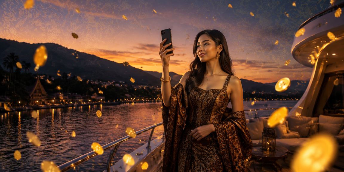 Suasana pantai VIP dengan tampilan bonus eksklusif platform hiburan online